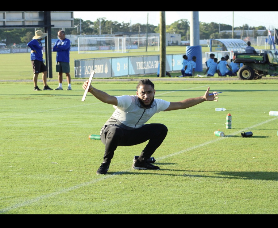 Cameron Winston on the football field
